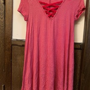 Red and white striped dress